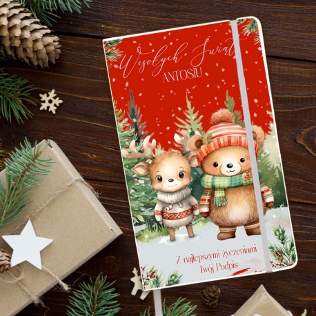 PAMIĘTNIK dla dzieci notatnik świąteczny Z IMIENIEM Leśne Zwierzęta 80 kartek czystych