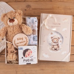 PREZENT na narodziny dziecka z maskotką i książeczką Pucio DD3