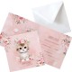 ZAPROSZENIA na urodziny dziewczynki Kotek w kwiatach 10szt (+koperty)