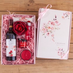 PREZENT dla kobiety, Dziewczyny, ukochanej z winem, świecą i olejkiem do masażu RD55