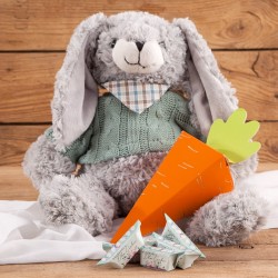 PREZENT na Wielkanoc dla dziecka Maskotka króliczek i krówki w ozdobnym pudełeczku