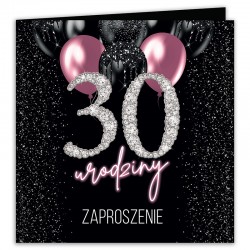 ZAPROSZENIA na 30 urodziny Pink Balloon Diamond 10szt (+koperty)