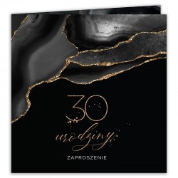 ZAPROSZENIA na 30 urodziny Agat Black 10szt (+koperty)