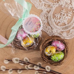 PREZENT na Wielkanoc Z PODPISEM Gniazdko z czekoladowymi jajeczkami