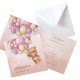 ZAPROSZENIA na urodziny dziewczynki Miś i baloniki róż 10szt (+koperty)