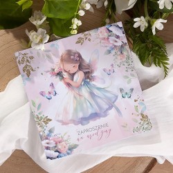 ZAPROSZENIA na urodziny dziewczynki Dziewczynka w kwiatach 10szt (+koperty)