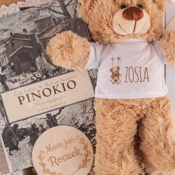 Najlepszy PREZENT na Roczek dla dziecka Z PODPISEM Książka Pinokio i maskotka z personalizacją