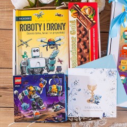 Mądry PREZENT na Komunię dla chłopca z książką o robotach i zestawem LEGO