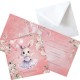 ZAPROSZENIA na Roczek Króliczek z balonami różowe 10szt (+koperty)
