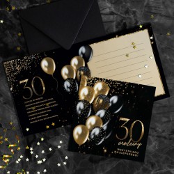 KARTKA życzenia na 30 urodziny czarno-złota (+koperta)