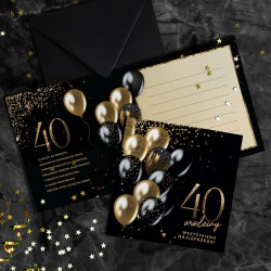 KARTKA życzenia na 40 urodziny czarno-złota (+koperta)