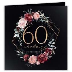 ZAPROSZENIA na 60 urodziny czarne eleganckie 10szt