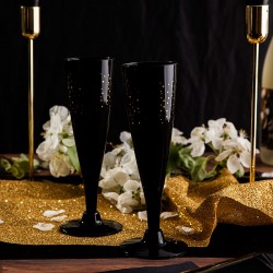 KIELISZKI do szampana na urodziny Black&Gold 4szt