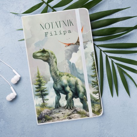 PAMIĘTNIK dla chłopca notatnik Z IMIENIEM Dla miłośnika dinozaurów 80 kartek czystych