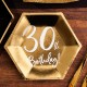 TALERZYKI na 30 urodziny heksagon złote 6szt