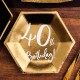 TALERZYKI na 40 urodziny heksagon złote 6szt