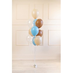 BUKIET z balonów na przyjęcia dla chłopca błękitno-beżowy 30cm 10szt