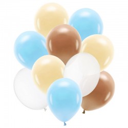 BUKIET z balonów na przyjęcia dla chłopca błękitno-beżowy 30cm 10szt