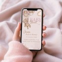 ZAPROSZENIE na Baby Shower dziewczynki na telefon elektroniczne Miś i baloniki