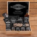 PREZENT dla Nauczyciela w skrzyni Z PODPISEM z Jack Daniels, piersiówką i słodyczami