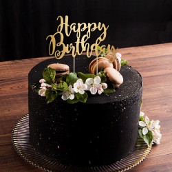 TOPPER na tort Happy Birthday ZŁOTY
