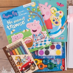 PREZENT na urodzinki dla małego dziecka Z PODPISEM Świnka Peppa kolorowanka i książeczka