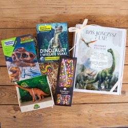 PREZENT na urodziny dla chłopca z książką i zestawem naukowym dla miłośnika dinozaurów