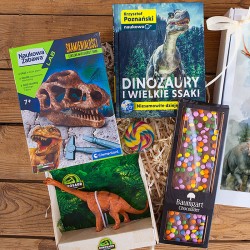 PREZENT na urodziny dla chłopca z książką i zestawem naukowym dla miłośnika dinozaurów