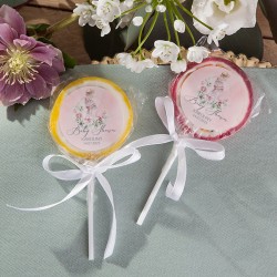 LIZAKI podziękowanie na Baby Shower Różowe Kwiaty (+etykiety z imieniem) 10szt