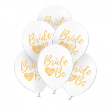 BALONY na panieński Bride to Be z sercem 30cm 6szt ZŁOTE