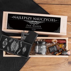 PREZENT dla Nauczyciela w skrzyni Z PODPISEM Słodki zestaw z whisky Jack Daniels