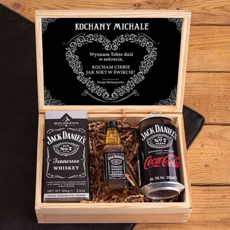 PREZENT na Walentynki w skrzynce Z PODPISEM Jack Daniels PREMIUM