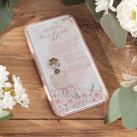 ZAPROSZENIE na panieński cyfrowe na telefon Rosegold Flowers