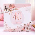 ZAPROSZENIA na 40 urodziny Rosegold Flowers 10szt (+koperty)