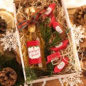 KOSZ prezentowy świąteczny wino musujące+krówki z ŻYCZENIAMI od Ciebie Czerwony