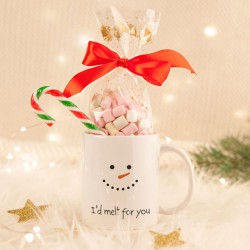 KUBEK świąteczny na prezent + pianki Marshmallow Z IMIENIEM Bałwanek