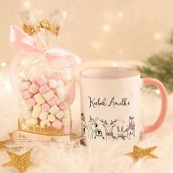 KUBEK świąteczny na prezent + pianki Marshmallow Z IMIENIEM Winter Animals