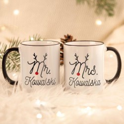 KUBKI świąteczne dla par na prezent Mr&Mrs Z TWOIM PODPISEM