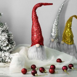 SKRZAT krasnal świąteczny z cekinową czapką MEGA DUŻY 40cm Czerwony