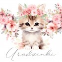 Urodziny dziewczynki Kotek w kwiatach