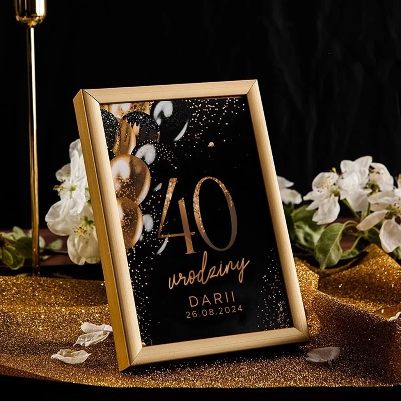 WINIETKI na 40 urodziny czarno-złote 10szt