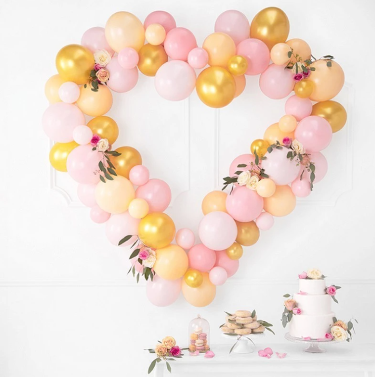 Girlanda balonowa serce różowo żółte