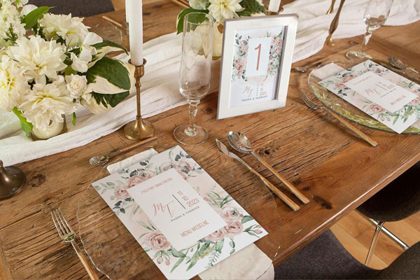 dekoracje stołu ślubnego z motywem kwiatowym